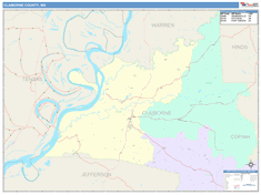 Claiborne County, MS Wall Map