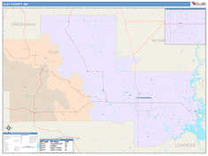 Clay County, MS Wall Map