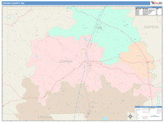 Copiah County, MS Wall Map