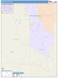 Forrest County, MS Wall Map