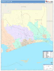 Harrison County, MS Wall Map