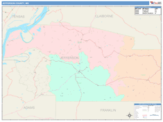 Jefferson County, MS Wall Map