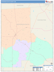 Jefferson Davis County, MS Wall Map