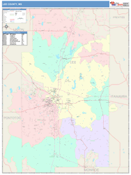 Lee County, MS Wall Map