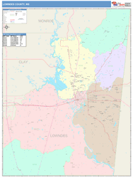 Lowndes County, MS Wall Map