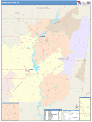 Monroe County, MS Wall Map