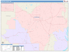 Prentiss County, MS Wall Map