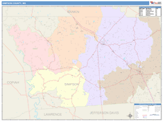 Simpson County, MS Wall Map