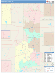 Sunflower County, MS Wall Map