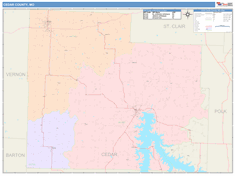 Cedar County, MO Wall Map