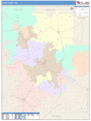 Texas County, MO Wall Map