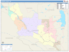 Sanders County, MT Wall Map