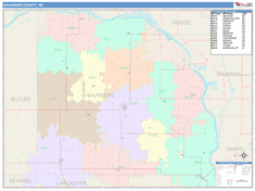 Saunders County, NE Wall Map