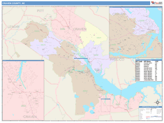 Craven County, NC Wall Map