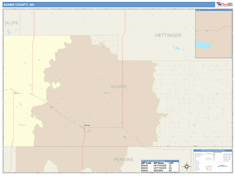 Adams County, ND Wall Map