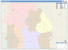 Wells County, ND Wall Map