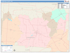 Champaign County, OH Wall Map