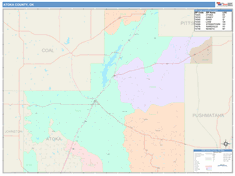 Atoka County, OK Wall Map