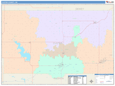 Custer County, OK Wall Map