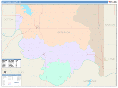 Jefferson County, OK Wall Map