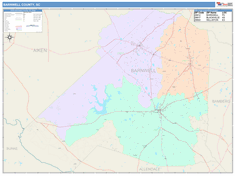 Barnwell County, SC Wall Map