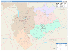 Darlington County, SC Wall Map