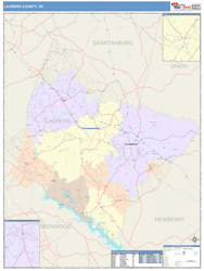 Laurens County, SC Wall Map