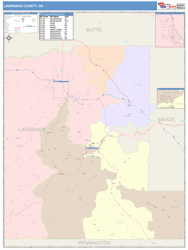 Lawrence County, SD Wall Map