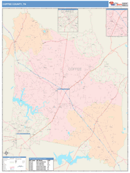 Coffee County, TN Wall Map