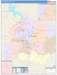 Rutherford County, TN Wall Map