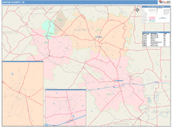 Austin County, TX Wall Map