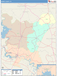 Burnet County, TX Wall Map