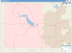 Coke County, TX Wall Map
