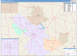 Comanche County, TX Wall Map