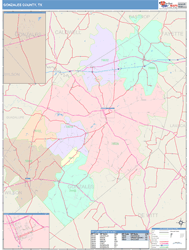 Gonzales County, TX Wall Map