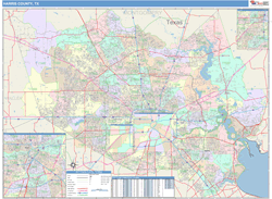 Harris County, TX Wall Map