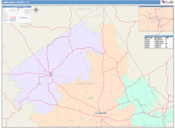 Lampasas County, TX Wall Map