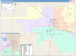 Tom Green County, TX Wall Map