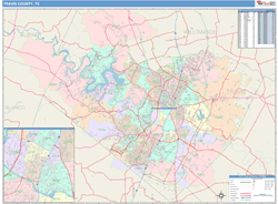 Travis County, TX Wall Map