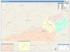 Lee County, VA Wall Map