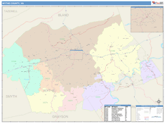 Wythe County, VA Wall Map