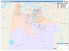 Chesapeake County, VA Wall Map