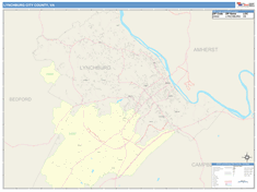 Lynchburg City County, VA Wall Map