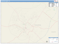 Staunton County, VA Wall Map