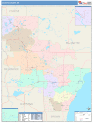 Oconto County, WI Wall Map