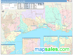 Biloxi-Gulfport-Pascagoula Metro Area Wall Map