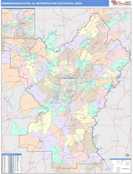 Birmingham-Hoover Metro Area Wall Map