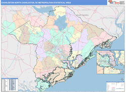 Charleston-North Charleston Metro Area Wall Map