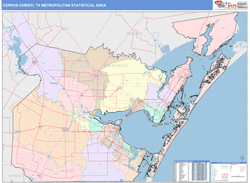 Corpus Christi Metro Area Wall Map