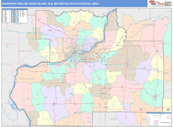 Davenport-Moline-Rock Island Metro Area Wall Map